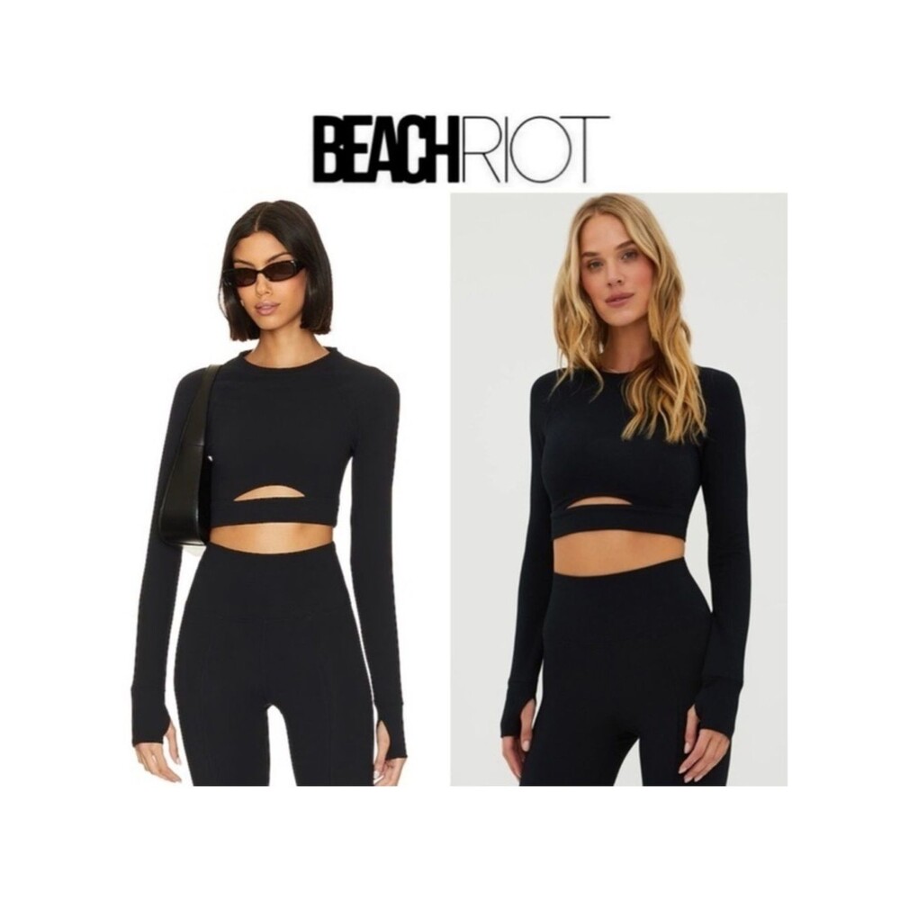 Beach Riot Francine Crop Top in Black sz M $98